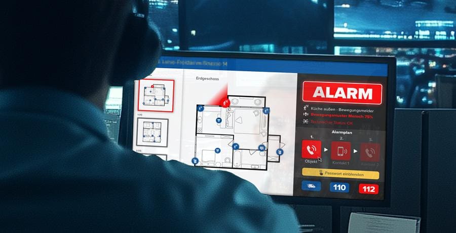 Alarmaufschaltung und Alarmmeldung  in einer NSL 