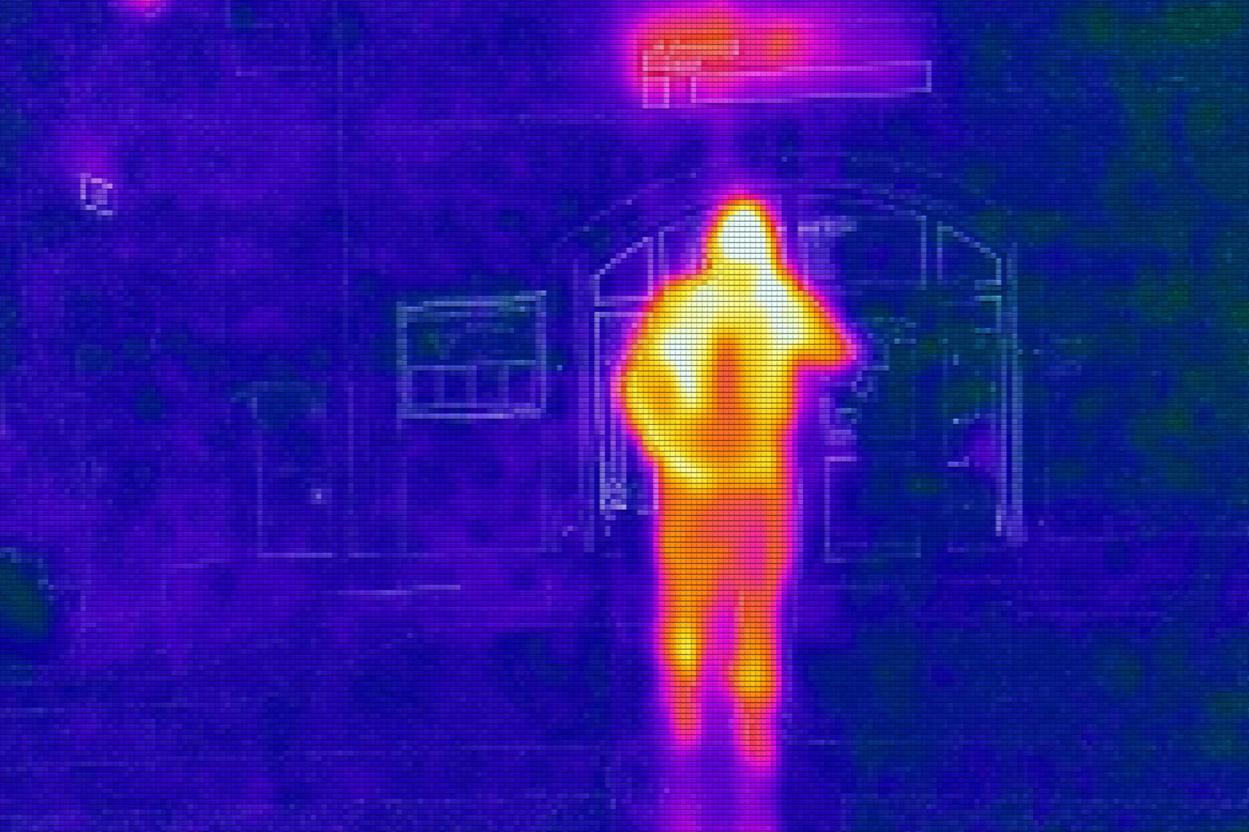 man filmed with a thermal camera infrared photography